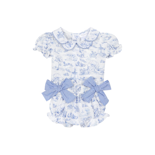 Deolinda Girls Blue Bow Bloomer Set 6648