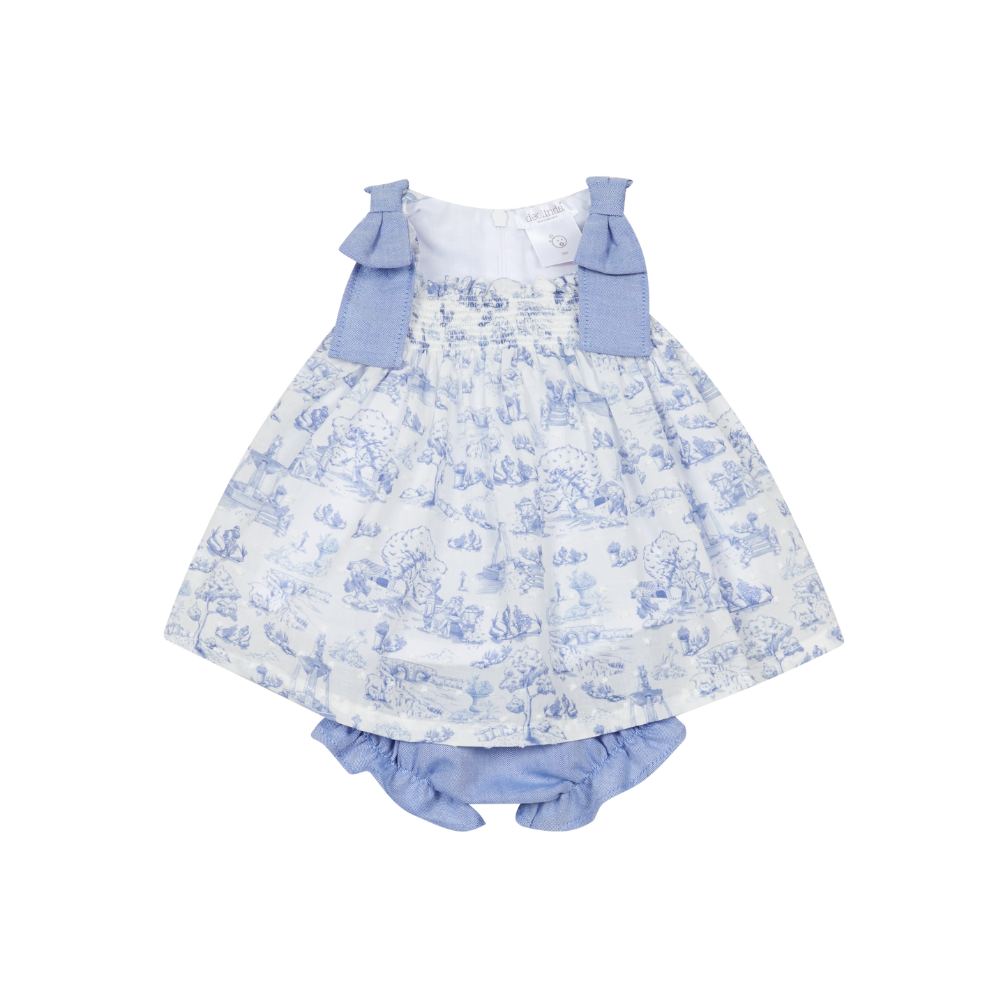 Deolinda Girls Blue Bow Dress & Bloomer 6320
