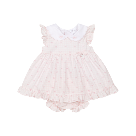 PRE ORDER Deolinda Pink Bow Dress & Bloomer Set 6304