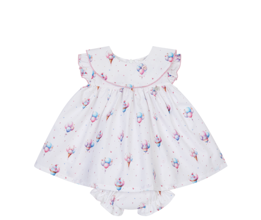 PRE ORDER Deolinda Girls White ice Cream Bloomer Set 6324