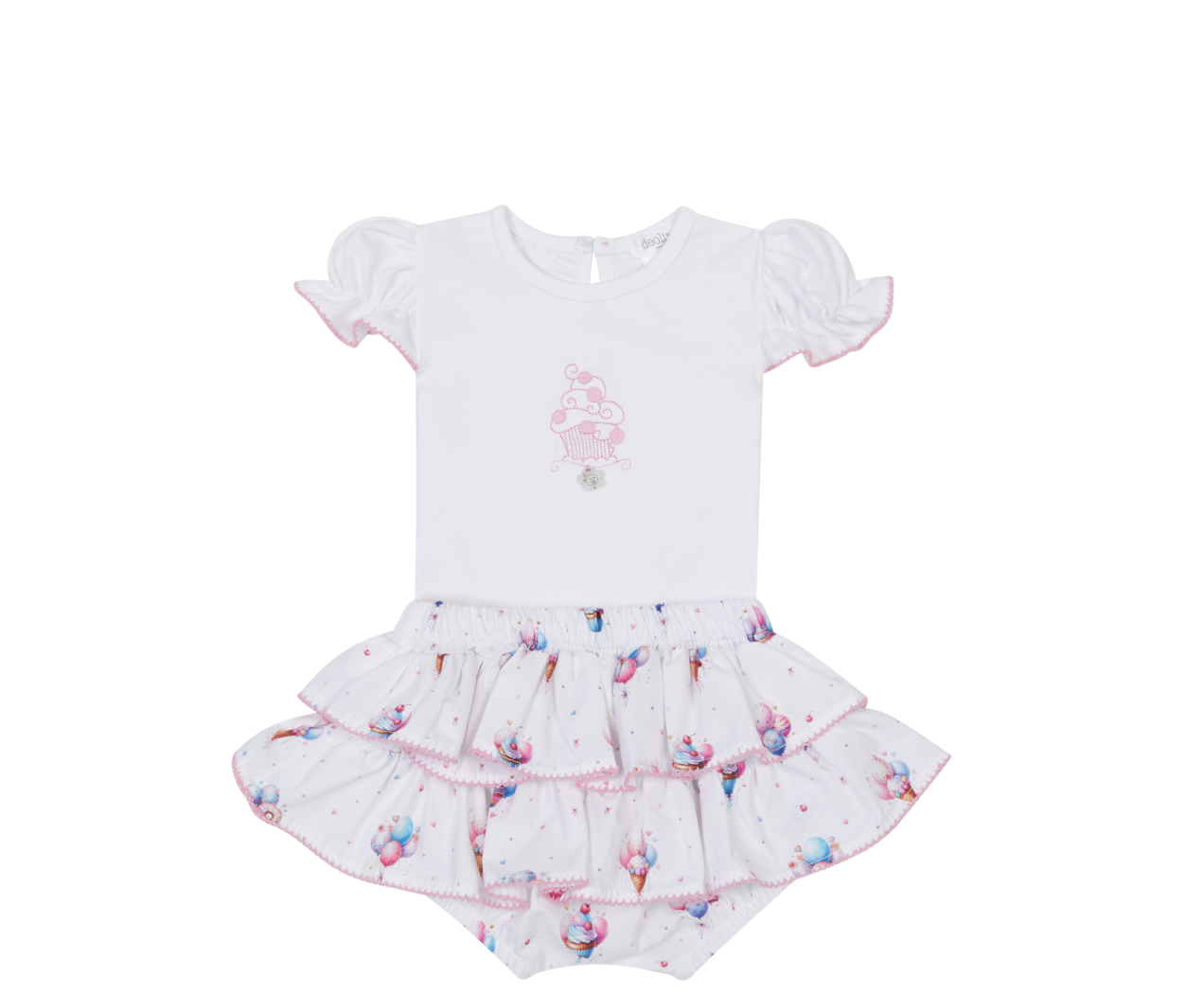 Deolinda White Ice Cream Frill Pant Set 6654