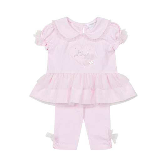 Deolinda Girls Pink Tulle Love Legging Set 6712