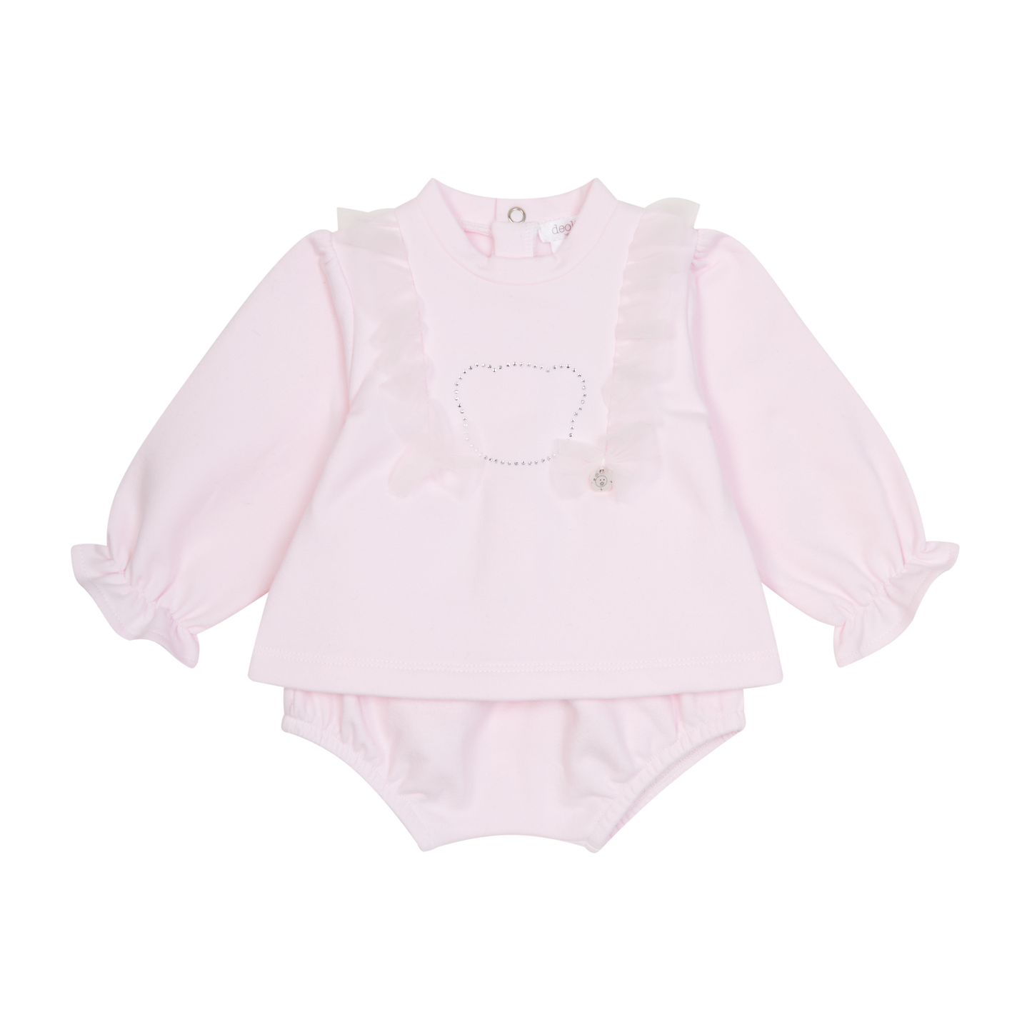 Deolinda Baby Girl Pink Tulle Teddy Bloomer Set 25705
