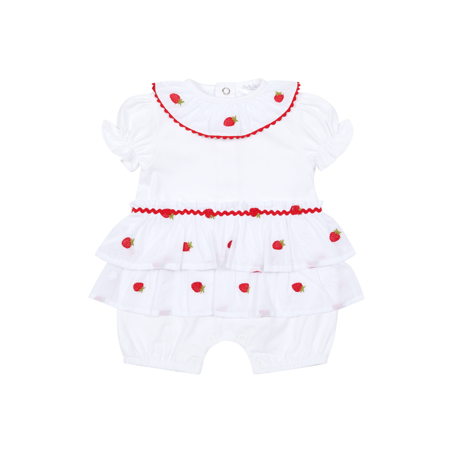 Deolinda Girls White Strawberry Frill Romper 6733