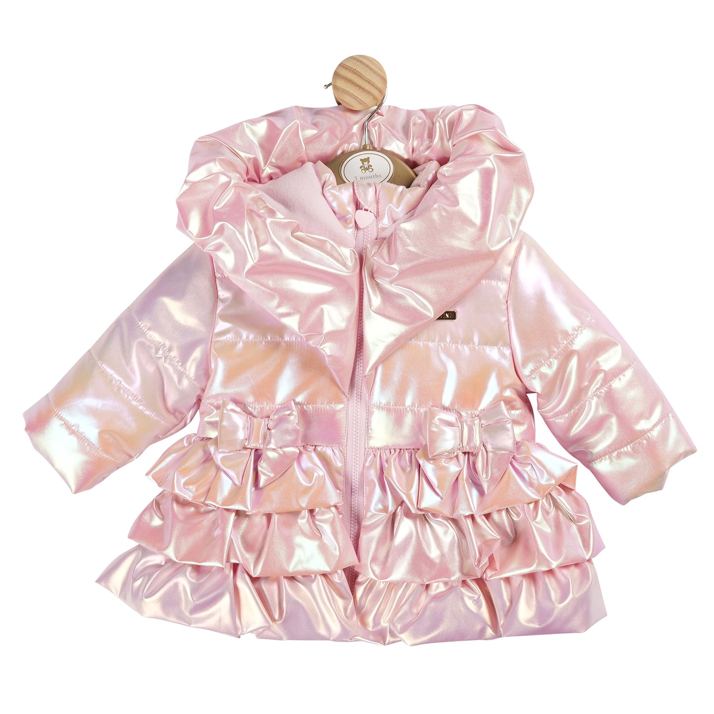 Mintini Baby Girls Pink Metallic Ruffle Bow Jacket 5931 image 0