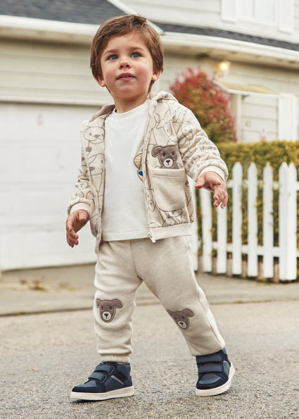 Mayoral Baby Boys Beige Printed Three Piece Tracksuit 2823 image 1