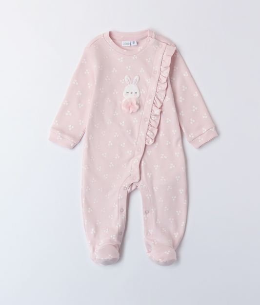 iDo Baby Girls Pink Frilly Printed Babygrow A236 image 0