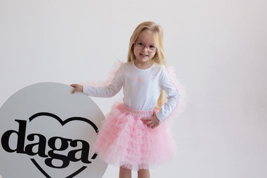 Daga Girls Pink Ruffle Tulle Skirt Set 9885/9886 image 1