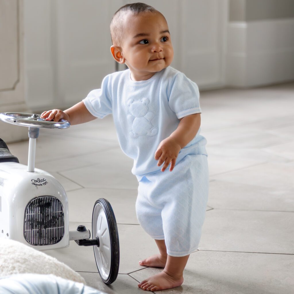 Emilie Et Rose Boys Blue Knitted Short Set Lennox