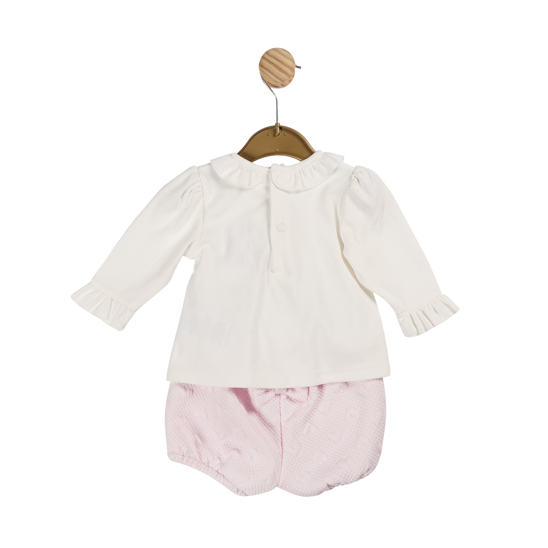 Mintini Baby Girls Ivory and Pink Shirt and Bloomer Short Set 6141 image 1