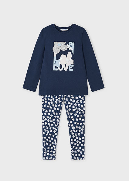 Mayoral Girls Navy Daisy Printed Legging Set 4713 image 0