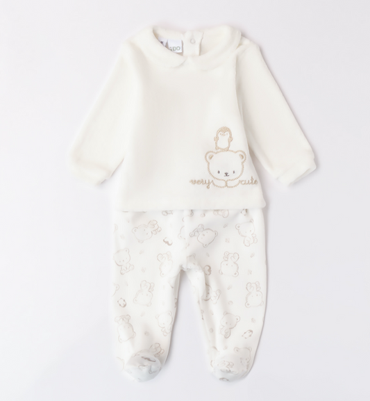 iDo Baby Unisex Cream Bear Printed Two Piece Set A220 image 0