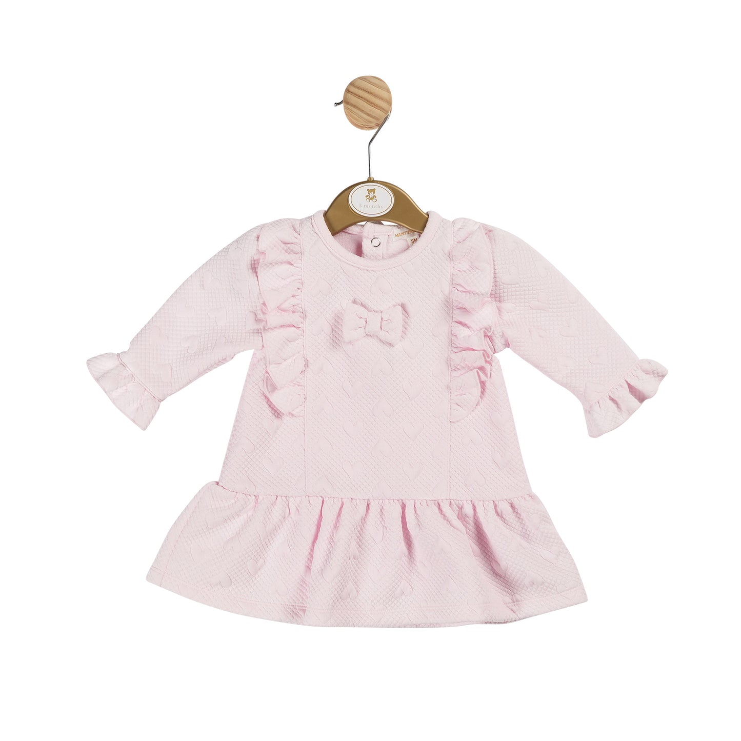 Mintini Baby Girls Pink Loveheart Embroidered Dress 6142 image 0