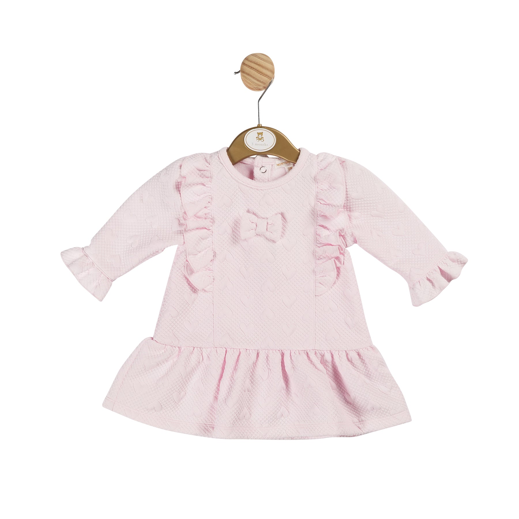 Mintini Baby Girls Pink Loveheart Embroidered Dress 6142 image 0