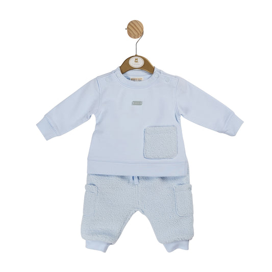 Mintini Baby Boys Blue Soft Teddy Fur Tracksuit 6027 image 0