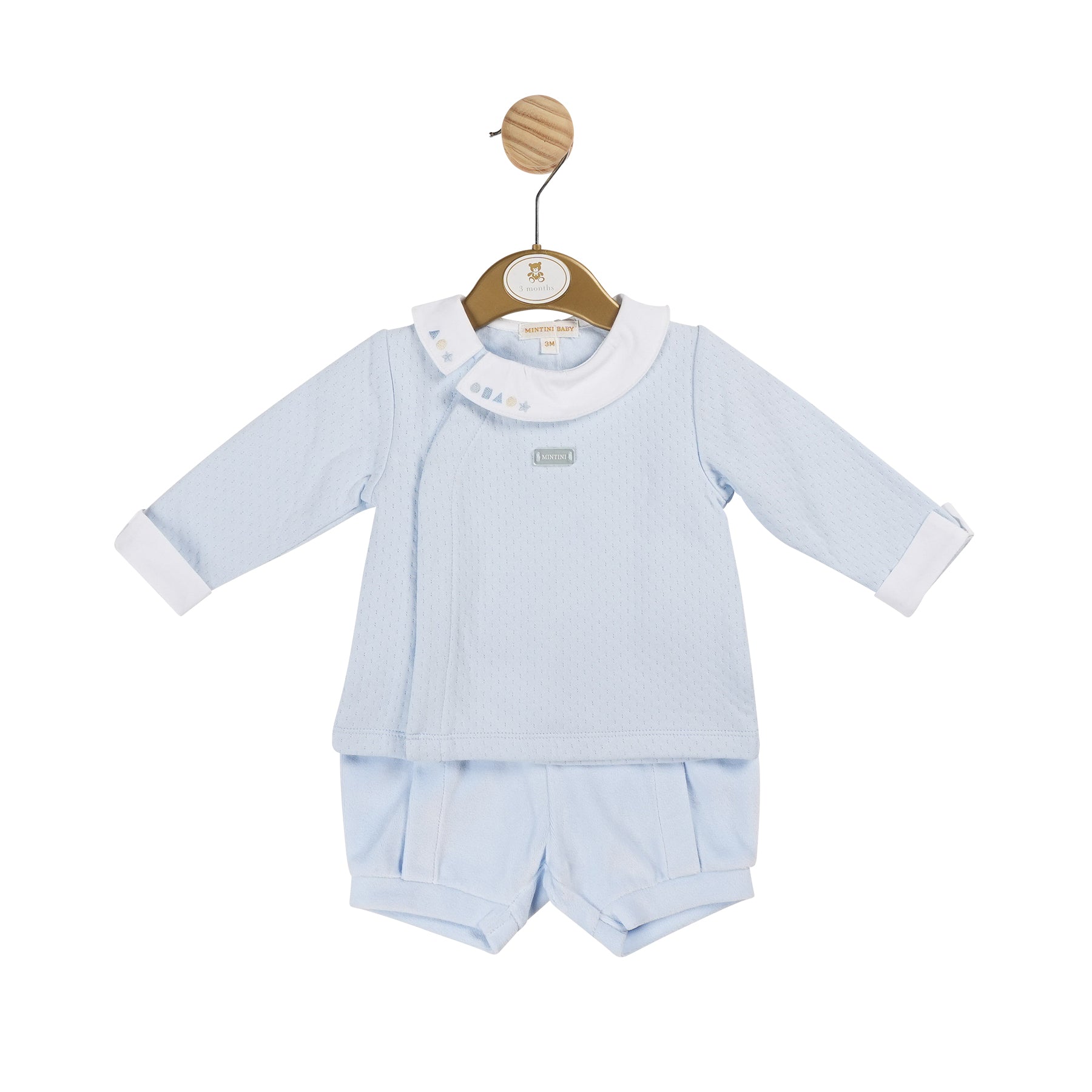 Mintini Baby Boys Blue Wrap Over Short Set 5974 image 0