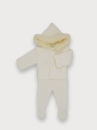 Sardon Unisex Baby Cream Knitted Hooded Two Piece 323