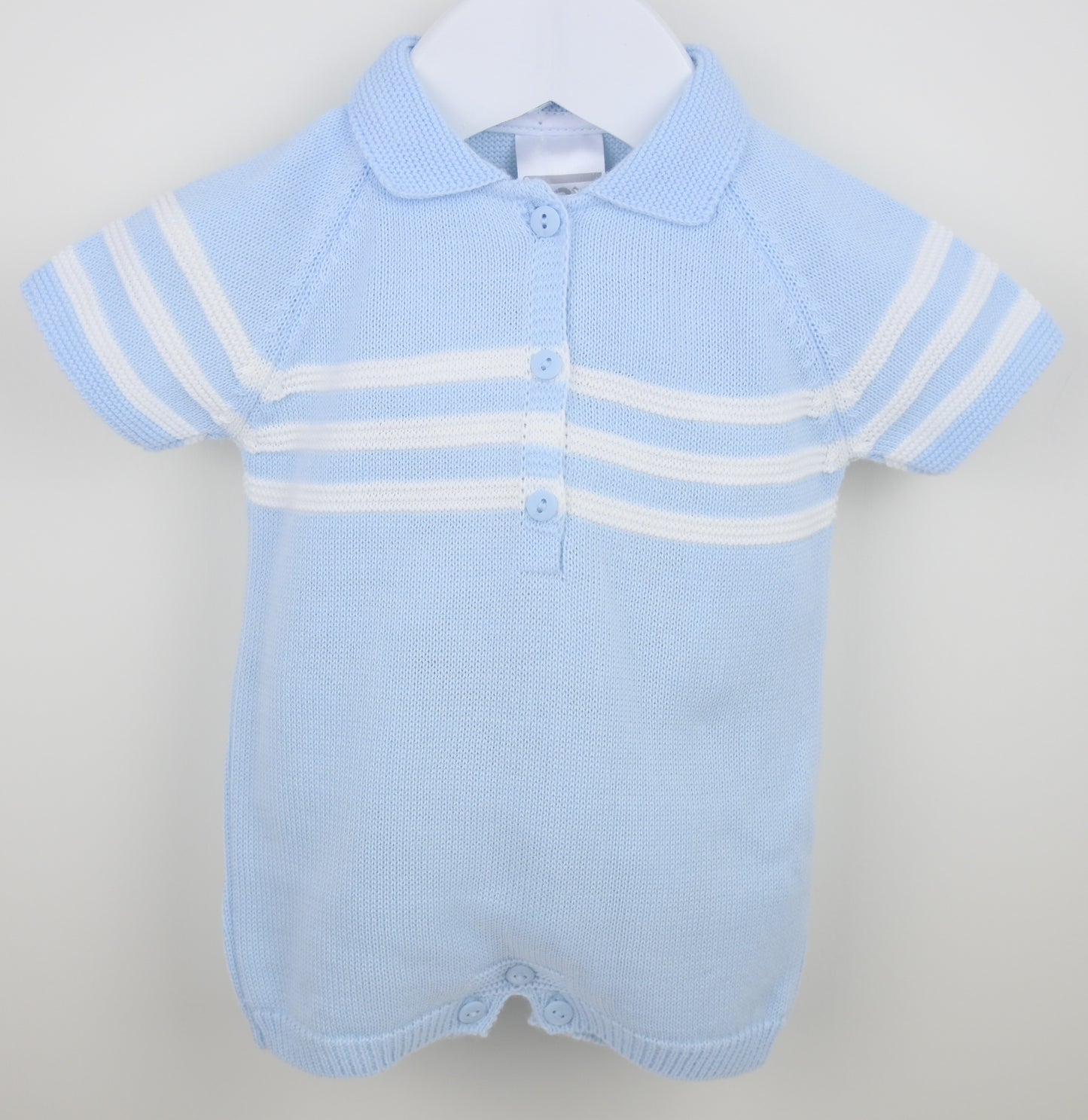 PEX Baby Boy Blue Knitted Stripe Romper Mateo