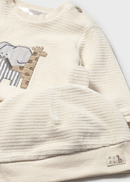 Mayoral Baby Boys Beige Corduroy Tracksuit With Hat 2624