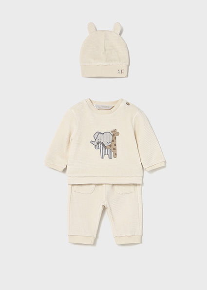 Mayoral Baby Boys Beige Corduroy Tracksuit With Hat 2624