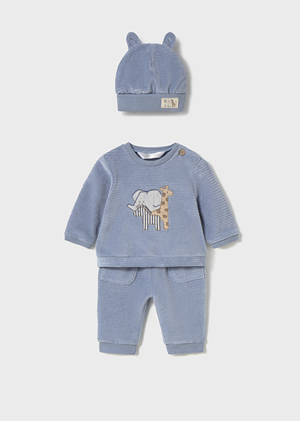 Mayoral Baby Boy Blue Corduroy Tracksuit With Hat 2624
