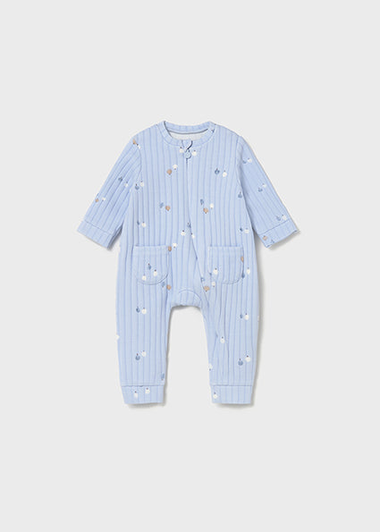 Mayoral Baby Boy Blue Printed Zip Up Onesie 2730