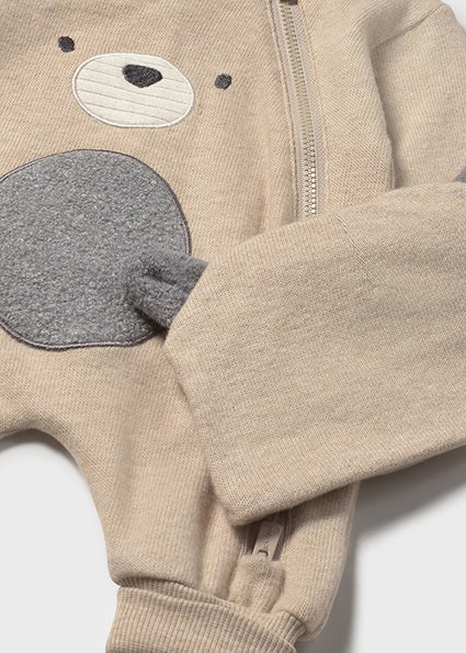 Mayoral Baby Boy Beige Zip Babygrow with Hat 2613