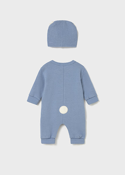 Mayoral Baby Boy Dusty Blue Zip Babygrow with Hat 2613