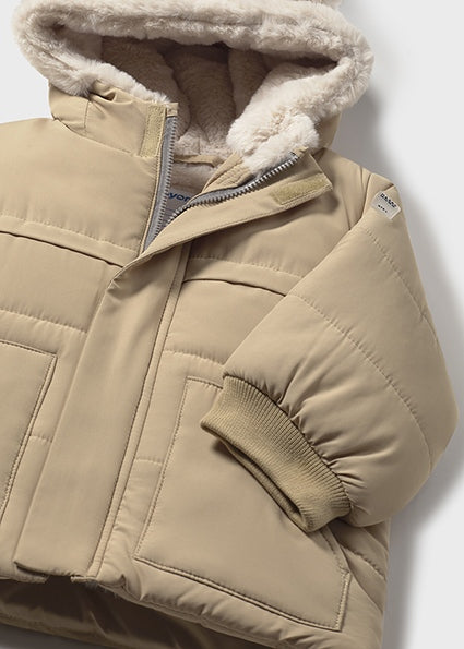 Mayoral Baby Boys Beige Fleeced Winter Jacket 2424