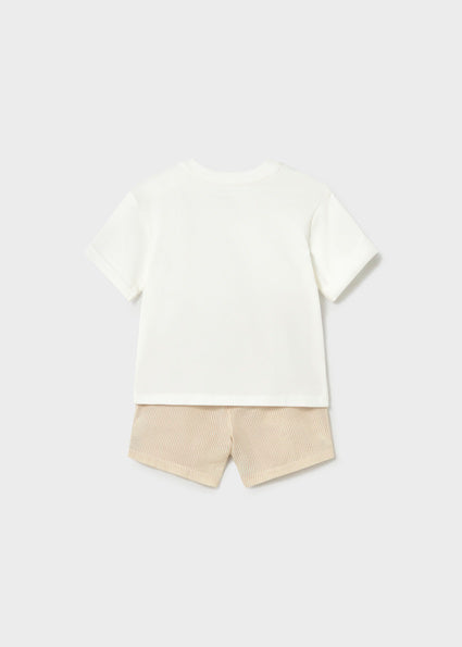 Mayoral Baby Boy Beige Linen Stripe Short Set 1228