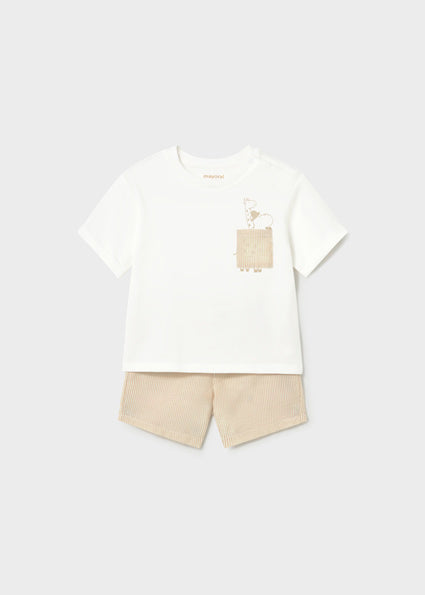 Mayoral Baby Boy Beige Linen Stripe Short Set 1228
