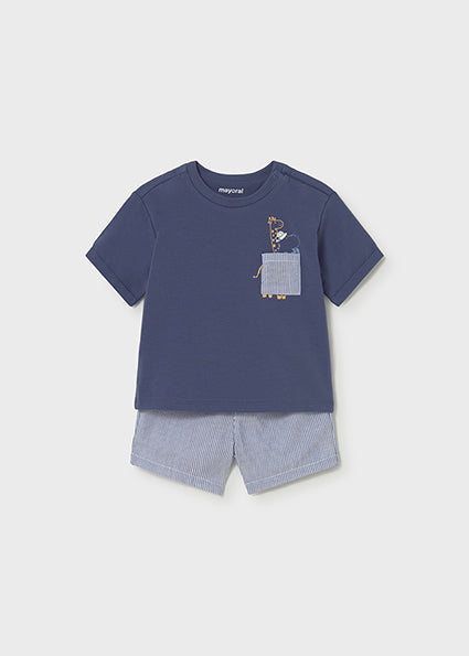 Mayoral Baby Boy Navy Blue Stripe Short Set 1228