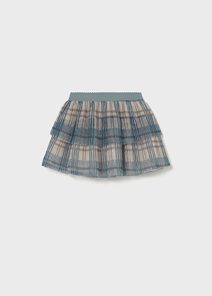 Mayoral Baby Girls Blue Tartan 3 Piece Skirt Set 2922