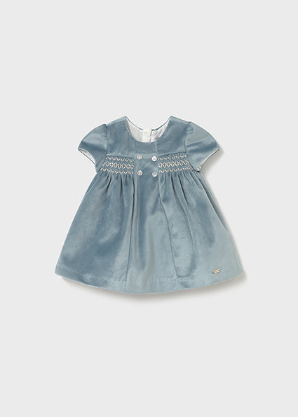 Mayoral Baby Girl Blue Velour Dress 2816