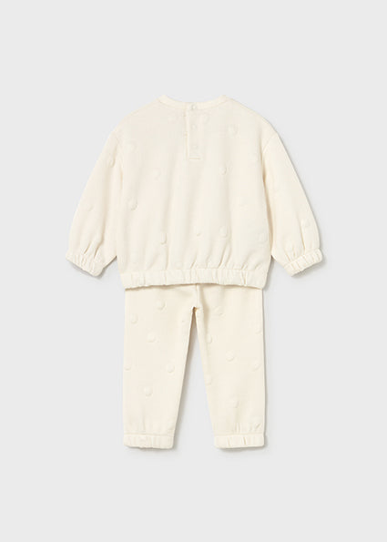 Mayoral Baby Girls Cream Ribbed Tracksuit 2844