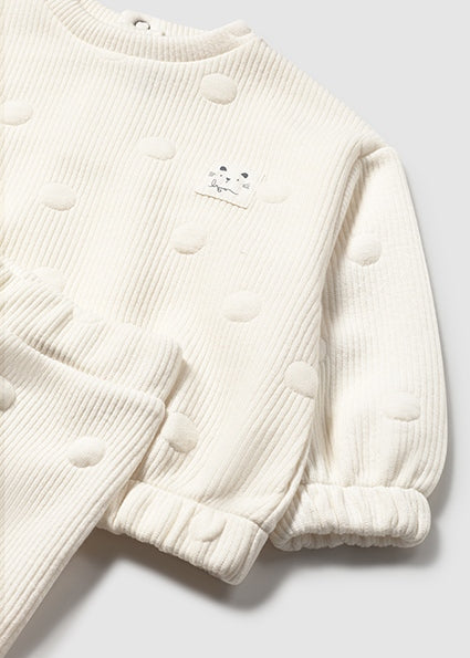 Mayoral Baby Girls Cream Ribbed Tracksuit 2844