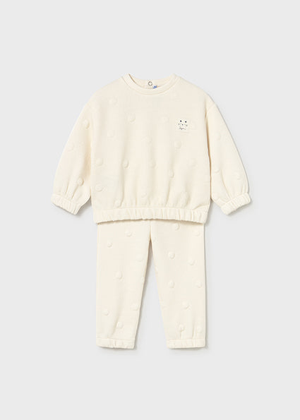 Mayoral Baby Girls Cream Ribbed Tracksuit 2844