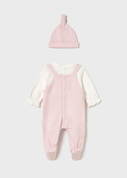 Mayoral Baby Girl Pink Babygrow with Hat 2602