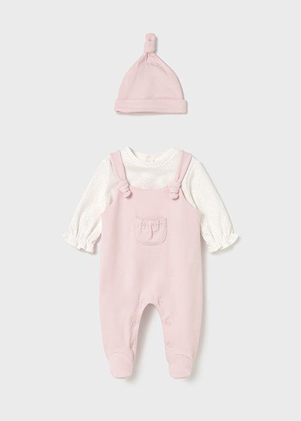 Mayoral Baby Girl Pink Babygrow with Hat 2602