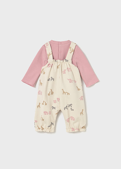 Mayoral Baby Girl Pink Printed Dungaree Set 2606