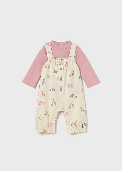 Mayoral Baby Girl Pink Printed Dungaree Set 2606