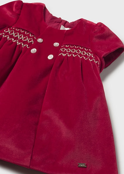 Mayoral Baby Girl Red Velour Dress 2816