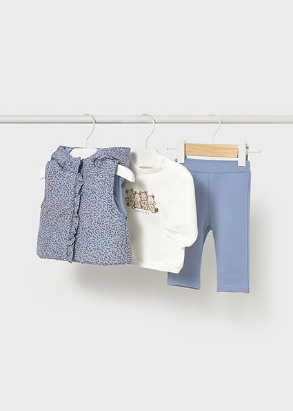 Mayoral Baby Girl Blue Printed 3 Piece Gilet Tracksuit 2632