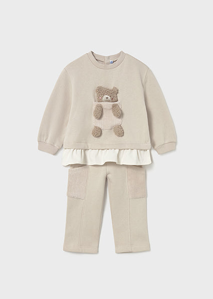 Mayoral Baby Girls Beige Bear Tracksuit 2843