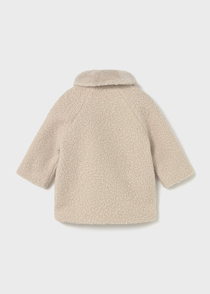 Mayoral Baby Girls Beige Shearling Fur Coat 2432