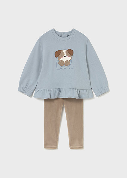 Mayoral Baby Girl Blue Velour Frill Legging Set 2738