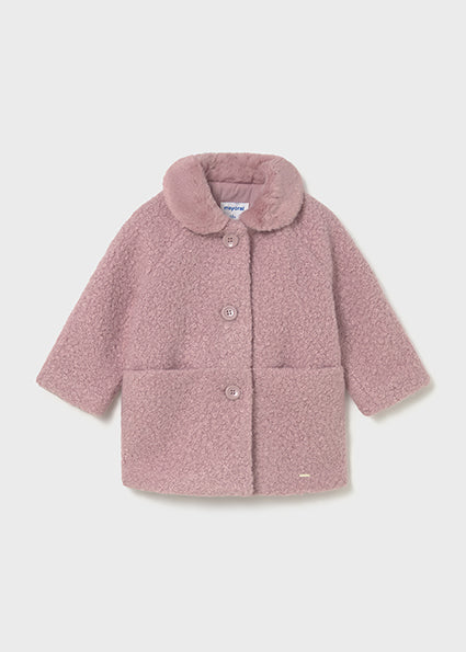 Mayoral Baby Girls Pink Shearling Fur Coat 2432