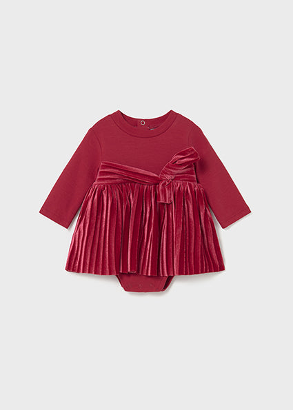 Mayoral Baby Girl Red Velour Romper Dress 2812