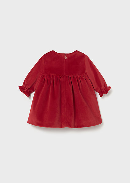 Mayoral Baby Girl Red Velvet Pleat Dress 2819