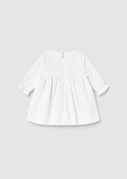 Mayoral Baby Girl White Velvet Pleat Dress 2819